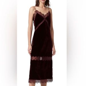 AllSaints Noa Velvet Slip in Oxblood